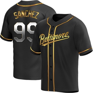 Men's Baltimore Orioles Gary Sanchez Replica Black Golden Alternate Jersey